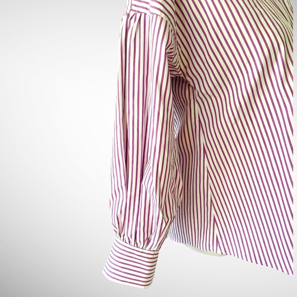 ANN MASHBURN NWOT PAULINA POPOVER RASPBERRY STRIPED SHIRT SIZE SMALL - Picture 6 of 13
